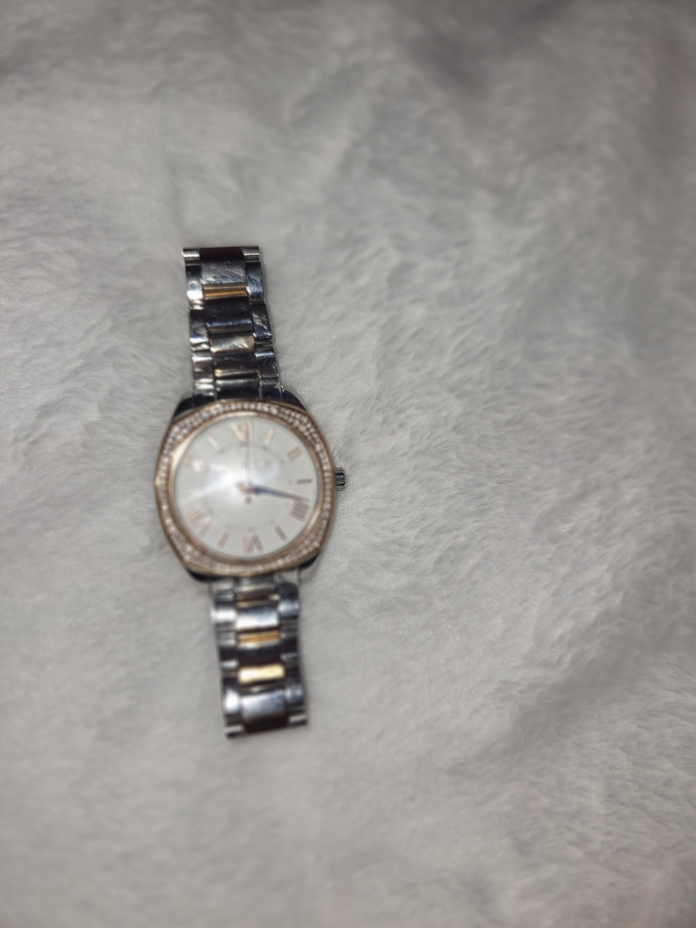 Michael Kors Silver Tone Crystal Bezel Watch - White Dial - Picture 2 of 6